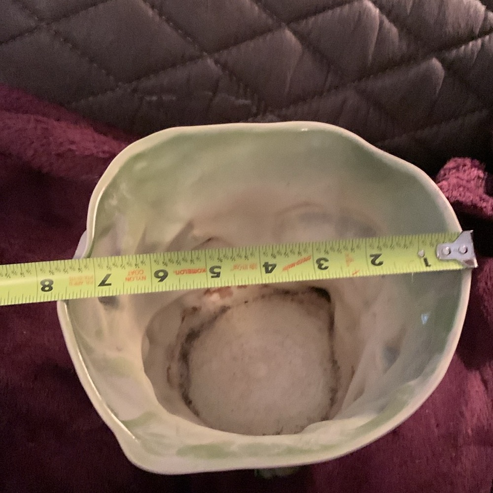 Vintage 70’s green palm leaf 3D 6” deep planter or vase in good condition - Picture 3 of 6